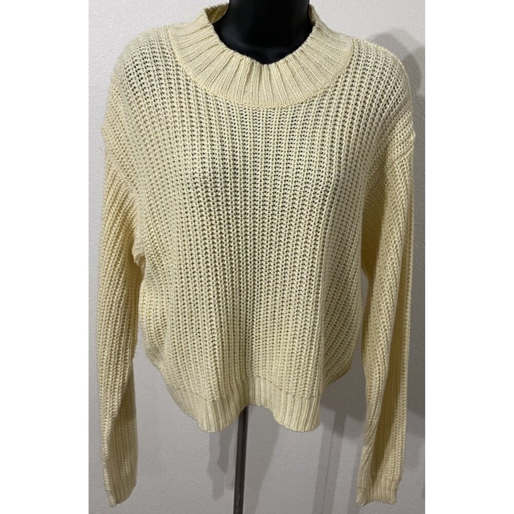 Love Change Italy Womens XL Sweater Long Sleeve Acrylic Rib Knit Crop